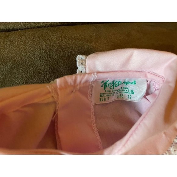 12M NWT Vintage Tiny Tots Original Denim Rose Print 2-Piece Dress & Long Sleeved - Picture 7 of 7